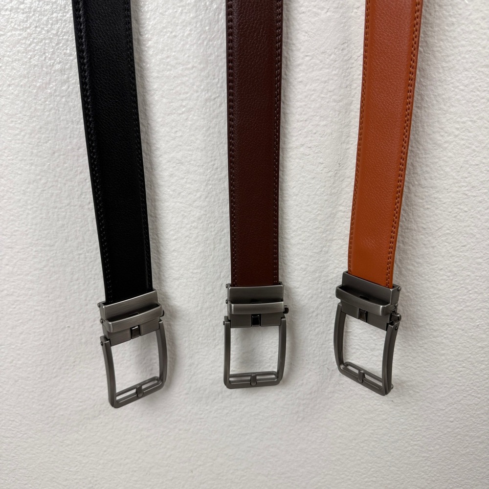 Buckley Belt Mens Black Brown Tan Ratchet Slide Adjustable 3 Pack Trio Hanger - Picture 3 of 9